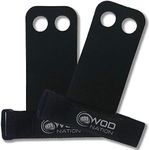 WOD Nation Barbell Gymnastics Grips Perfect for Pull-up Training, Kettlebells, Gymnastic Rings (Black, Large)