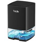 ToLife Dehumidifiers for Home 30 OZ Water Tank with Auto-Off, Portable Small Dehumidifier for Room,Bathroom,Bedroom,RV, Closet 500 sq.ft,7 Colors LED Light, Black, TZ-C1