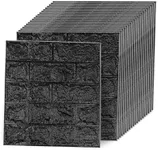 Greymond 3D Wall Panels Peel and Stick，XPE Foam Stone 3D Wallpaper, Textured Faux Brick Wall Panels Black，30PCS