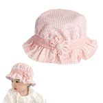 SNOWIE SOFT® Baby Sun Hat Toddler Girls Sun Cap Breathable Cotton Sun Cap Bucket Hat Cute Floral Embossing Baby Girls Hat Birthday Gift for Girls 6-18 Months Pink