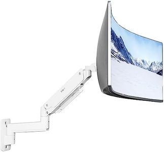 VIVO Premium Aluminum Heavy Duty Monitor Arm for Ultrawide Screens up to 49 inches and 44 lbs, Single Wall Mount, Pneumatic Height, Max VESA 100x100, White, MOUNT-V101G1W