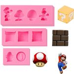 IKOJING Super Cube Chocolate Silicone Mold 3 pcs, Mushroom Dragon Gold Coin Cake Decoration Fondant Molds, for DIY Ice Cubes, Candies, Cupcake Toppers, Resin, Clay, Plaster Molds