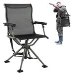 COSTWAY Folding Hunting Chair, 360° Silent Swivel Hunting Blind Chair w/Oversized Duck Feet & Padded Armrests, 400 LBS Load Capacity, Portable Ground Hunting Chair for Outdoor Fishing Camping