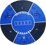 FURUISEN Upgraded Waterproof Poker Mat 120 cm, 8 Player Portable Rubber Texas Hold'em Poker Table Top Layout w/Carrying Bag to Play Cards, Poker Games, Blackjack, Casino (120cm-round blue)