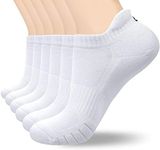 coskefy Low Cut Socks Mens Women Cotton Trainer Running Sports Socks Non-slip Ankle Socks (6 Pairs)UK 9-12/ EU 43-46White (M03)