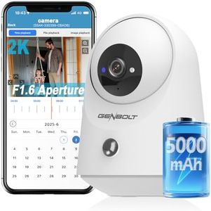 GENBOLT 2K WiFi Indoor House Security Camera Wireless, Pan Tilt Pet Camera Surveillance with 5000mAh Battery Powered, IP Camera CCTV Nanny Dog Cam Baby Monitor with PIR Detection