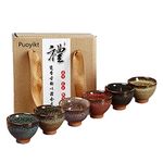 6-piece tea cup made of Japanese and Chinese handmade ceramics