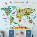 DECOWALL SG2-2312 Large Dinosaur World Map Kids Wall Stickers Educational Dinosaurs Cartoon Decals Removable for Kids Nursery Bedroom Living Room Home Art Décor