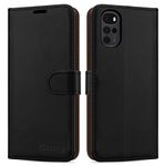 iCatchy for Motorola Moto G22 Case Leather Wallet Book Flip Folio Stand View Cover Magnetic Closure with Card Slots and Kickstand Cover for Motorola Moto G22 Phone (Black)