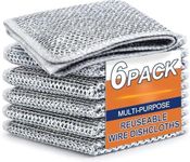 Raxon Innovation Multipurpose Wire Dishwashing Rags for Wet and Dry Stainless Steel, Scrubber Non-Scratch Wire Dishcloth for Washing Dishes Sinks Counters (20cm x 20cm x 0.5cm) (Pack of 6)