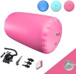 DOBESTS Air Track Inflatable Gymnastics Mat, Air Roller Gymnastics Barrel, Acro Mat with Electric Air Pump for Gymnastics/Yoga/Exercise/Training/Fitness at Indoor & Outdoor Use （Pink,24inch)