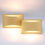 Aipsun Wood Wall Sconce Indoor Wall Lights Hardwired 2 Packs Up and Down Wall Mount Light for Living Room Bedroom Hallway Corridor Conservatory Warm White 3000K(with G9 Bulbs)