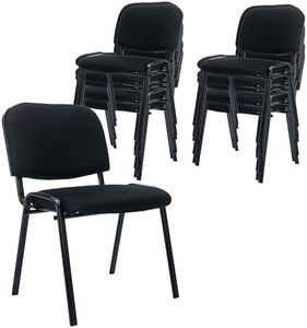 Set of 10 Stacking Chairs, Low Back Stackable Chairs with Mesh Upholstery for Waiting Room/Training Room, Reception Room/Conference Room, Black