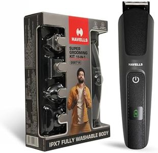 Havells Super Grooming Kit Gs8714,15 In 1,Ipx7 Fully Washable,Full Body Hair Trimmer Groomer For Men,120 Min Of Run Time With Fast Charge,Corded Electric