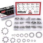 Hilitchi 400-Pcs [8-Size] 304 Stainless Steel External Internal Tooth Star Lock Washers Assortment Kit - included: M2 M3 M4 M5 M6 M8 M10 M12