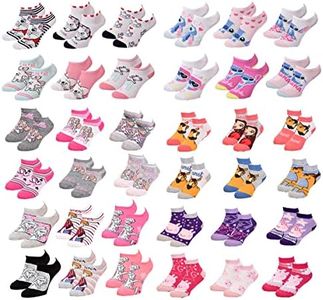 Disney socks. Pack de chaussettes Licence fantaisies -Assortiment modèles photos selon arrivages- (24/26, Pack de 12 Paires GIRLS SNEAKER SURPRISE)