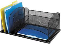 Safco Onyx Desk Organizer with 3 Horizontal and 3 Upright Trays, Durable Steel Construction