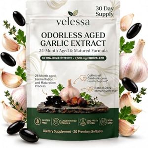 Velessa Aged Odorless Garlic Extract Softgels for Daily Wellness, 30 Count | Vegan, gluten-free, and non-GMO aged garlic formula, naturally fermented for 24 months for convenient everyday wellness