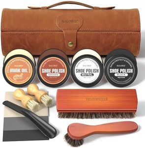 BALORIZ Shoe Shine Kit, 13PCS Shoe Polish & Care Kit with Leather Shoe Polish Kit, Mink Oil, Brushes and More for Leather Boots Shoe Care and Cleaning as Gift for Men & Women