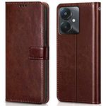 WOW IMAGINE Shock Proof Flip Cover Back Case Cover for Xiaomi Mi Redmi 13C 5G | Redmi 13C 4G | Poco M6 5G | Poco C65 (Flexible | Leather Finish | Card Pockets Wallet & Stand | Chestnut Brown)