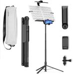 KraftGeek 66" Portable Music Stand Kit for Music Sheet, Travel Music Stand Full Set Includes Carry Bag, Light, Phone Mount