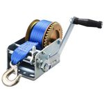 FreeTec Hand Winch with 10 m Webbing 2500 lbs, Cable Winch with Brake for Workshop, Garage, Trailer, Belt Winch for Boats, Trailers, Vehicles, Trucks, Caravans