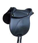 Ponies Shetland Pony Saddle Hide Covered Pony Pad with Handle Adjustable Saddle Cushion, also suitable for wooden model also for Wooden Horse/Equestrian Horse Cub Saddle