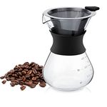 Pour Over Coffee Maker - Borosilicate Glass Carafe - Rust Resistant Stainless Steel Paperless Filter, Manual Coffee Drip Coffee Maker