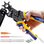 Revolving Punch Plier Kit, XOOL Professional Leather Hole Punch Set,Leather Hole Punch Set for Belts, Watch Bands, Straps, Dog Collars, Saddles, DIY Home or Craft Projects, Heavy Duty Rotary Puncher