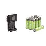 Amazon Basics Intelligent Digital Battery Charger for 4 AA, AAA & AA High-Capacity Rechargeable Batteries 2400mAh (12-Pack) Pre-charged