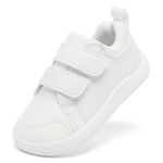 MORENDL Baby Shoes for Toddler Girls Boys Running Wide Infant Sneakers Walking Adjustable Non Slip Barefoot Slippers Indoor Tennis Sock Preschool Shoe White 15-18 Months Wide Infant