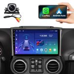 10.2 Inch Car Radio Stereo Navigation for Jeep Wrangler JK Compass Grand Cherokee Dodge Ram CarPlay Android Auto 5G WiFi 8 Core 1280 * 720 Resolution with GPS 48EQ Airplay Rear 1080P Camera SWC