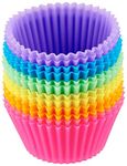 Petals Reusable Non-Stick and Heat Resistant Silicone 12 Pieces Round Shape Mould for Muffins/Cupcake/Jelly/Cake (Random Colour)