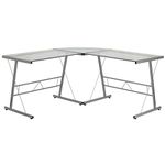 Flash Furniture Glass L-Shape Computer Desk with Silver Frame Finish