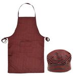 Amazon Brand - Solimo Apron & Cap Set | for Men & Women | Oil Stain Resistant | Lining Print (Maroon)