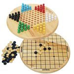 Toys of Wood Oxford TOWO Chinese Checkers and Gobang Set (Five in a Row) - 2 in 1 Family Board Game - Board Games for Ages 6 and Up - Wooden Games for the Whole Family