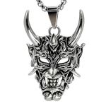 THE MEN THING DEMON MASK - Alloy Pendant with Stainless Steel 24inch Round Box Chain, European trending Style for Men & Boy