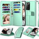 Njjex Galaxy Note 20 Ultra Case (2020), For Samsung Note 20 Ultra 5G Wallet Case, [9 Card Slots] PU Leather ID Credit Holder Folio Flip [Detachable] Kickstand Magnetic Phone Cover & Lanyard -Turquoise