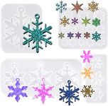 4 Set Resin Moulds Silicone, FineGood Snowflake Resin Mould Epoxy Resin Casting Mold Christmas Resin Moulds for Jewellery Making