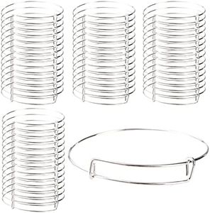 Tosnail 120 Pack Expandable Blank Bangle Bracelet, Adjustable Wire Bangle for DIY Jewelry Making - White K