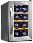 Ivation 8 Bottle Thermoelectric Wine Cooler/Chiller - Stainless Steel - Counter Top Red & White Wine Cellar w/Digital Temperature, Freestanding Refrigerator Smoked Glass Door Quiet Operation Fridge