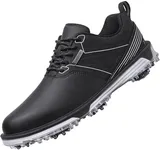 ULTIANT Men's Golf Shoes Fixed Nailless Sole Waterproof Lightweight No-Slip Walking Shoes Size7.5-14(Black,41.5)