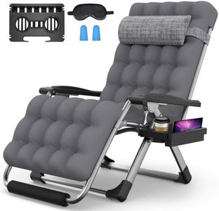 Suteck Oversized Zero Gravity Chair,33In XXL Lounge Chair w/Removable Cushion&Headrest, Reclining Camping Chair w/Upgraded Lock and Footrest, Reclining Patio Chairs Recliner for Indoor Outdoor,500LBS