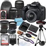 Canon EOS 2000D / Rebel T7 DSLR Camera with EF-S 18-55mm + EF 75-300mm Daul Lens + SanDisk 64GB Memory Card + Tripod + Case + Wideangle Lenses + ZeeTech Accessory Bundle (21pc Bundle)