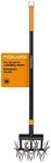 Fiskars Tiller Cultivator for Garden and Lawn, Extendable (40"- 60") Gardening Hand Tool, Telescoping Rotary Hand Cultivator Tool for Soil or Reseeding Grass