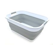 SAMMART 41L Collapsible Plastic Laundry Basket - Foldable Pop Up Storage Container/Organizer - Portable Washing Tub - Space Saving Hamper/Basket (Grey)