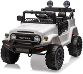 12V Ride on Car for Kids, Licensed Toyota Ride on Truck, Battery Powered Electric Kids Car with Remote Control, Music, LED Lights, Suspension System, Double Doors, Safety Belt,White