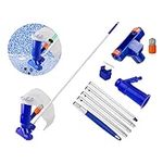 Pool Vacuum Cleaner Set, Garden Pond Vacuums, Spa Vacuum For Hot Tub, Swimming Pool Cleaner With Telescopic Rod Water Vacuum Cleaning Kit Filter Limescale Remover (Blue)