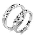 Uloveido 2 Couple Wedding Engagement Rings with Cubic Zirconia Stones for Men and Women, Love You Forever Promise Rings Set for Girlfriend and Boyfriend LB009 (Style 7)