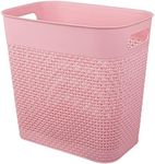 UUJOLY Plastic Trash Can Wastebasket, Garbage Container Basket for Bathrooms, Kitchens, Offices, Kids Rooms (Pink, 3 Gallon), 1 Pack